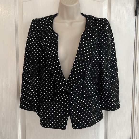 White House Black Market Jackets & Blazers - White House Black Market Black with White Polka Dot Jacket